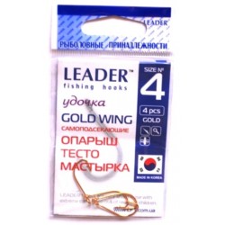 Гачки для риболовлі Лідер GOLD WING, № 4 (4шт.)