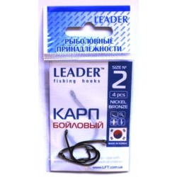 Гачки Leader Короп Бойловый BN, №2, (4шт)