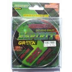 Шнур BratFishing ESPIRIT GREEN, зелений, плетіння 8 ниток, 100м., діаметр 0,10мм