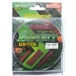 Шнур BratFishing ESPIRIT GREEN, зелений, плетіння 8 ниток, 100м., діаметр 0,23мм
