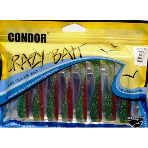 Виброхвост Condor Crazy bait H3, довжина 80мм, колір № 29 Виброхвост Condor Crazy bait H3, довжина 80мм, колір № 29