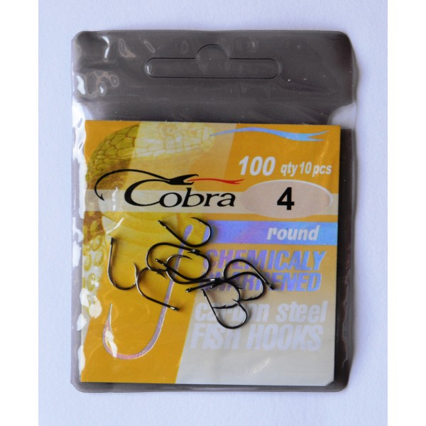 Рибальські гачки Cobra round, 10шт, розмір № 4 Рибальські гачки Cobra round, 10шт, розмір № 4