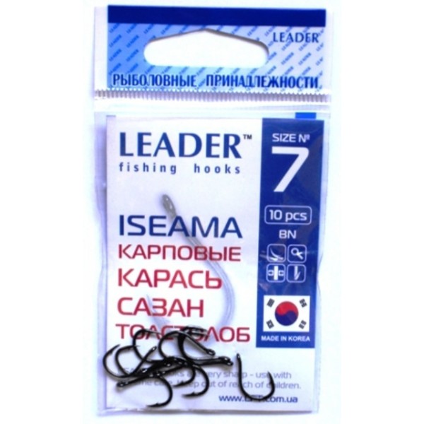 Крючки для рыбалки Leader ISEAMA BN, № 7 (10шт.) Крючки для рыбалки Leader ISEAMA BN, № 7 (10шт.)