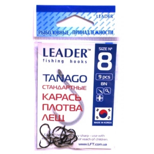 Гачки для риболовлі Лідер TANAGO BN, № 8 (9шт.) Гачки для риболовлі Лідер TANAGO BN, № 8 (9шт.)