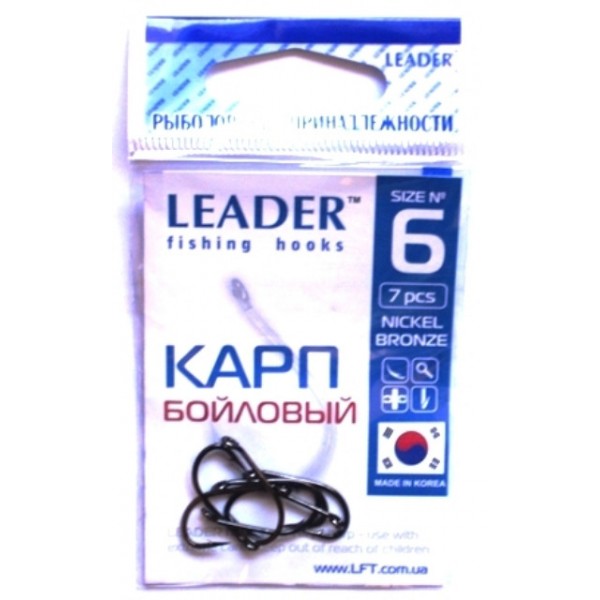 Гачки Leader Короп Бойловый BN, № 6 (7шт.) Гачки Leader Короп Бойловый BN, № 6 (7шт.)