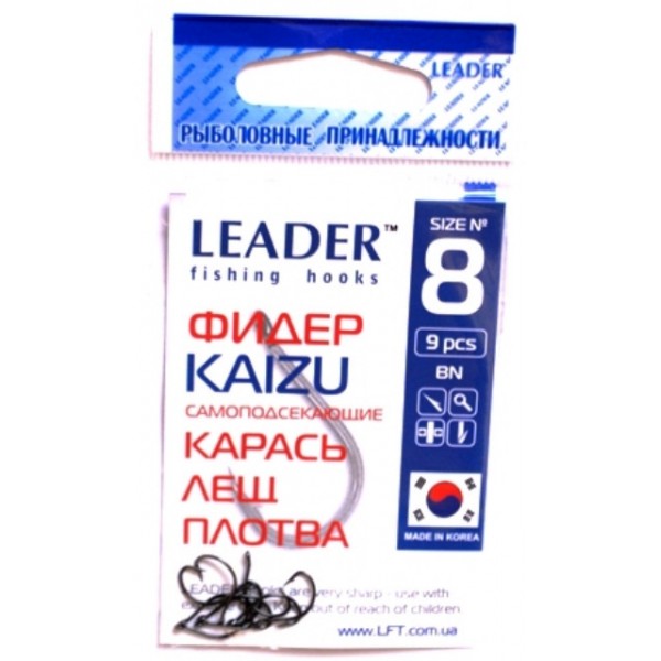 Гачки Лідер ФІДЕР KAIZU BN, № 8 (9шт.) Гачки Лідер ФІДЕР KAIZU BN, № 8 (9шт.)