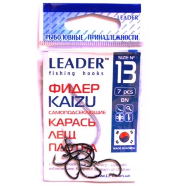 Крючки Лидер ФИДЕР KAIZU BN, №13, (7шт) Крючки Лидер ФИДЕР KAIZU BN, №13, (7шт)