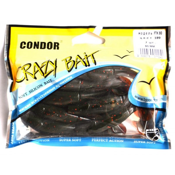 Силиконовая приманка съедобная Condor (Кондор), FTK-80, 80мм, 7шт., цвет № 189 Силиконовая приманка съедобная Condor (Кондор), FTK-80, 80мм, 7шт., цвет № 189