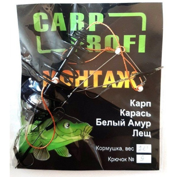 Кормушка оснащенная Carp Profi Пружина, крашенная, 3 крючка, вес 20г