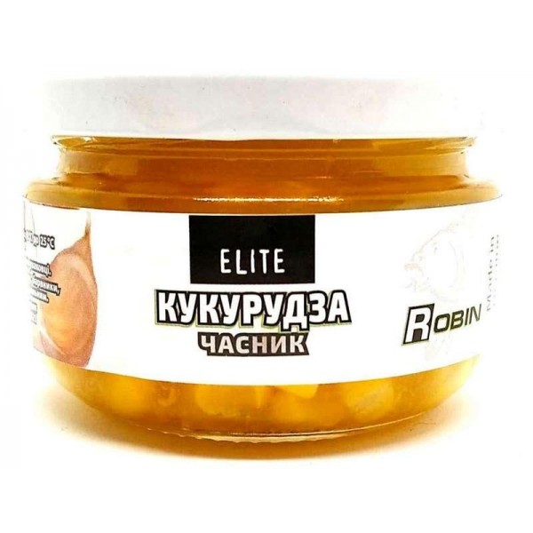 Рибальська наживка Кукурудза ELITE ROBIN скло 125г., часник