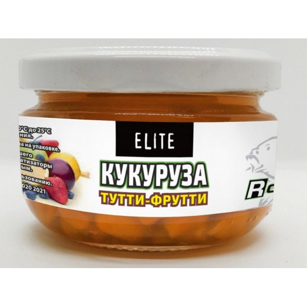Рибальська наживка Кукурудза ELITE ROBIN скло 125г., тутті - фрутті