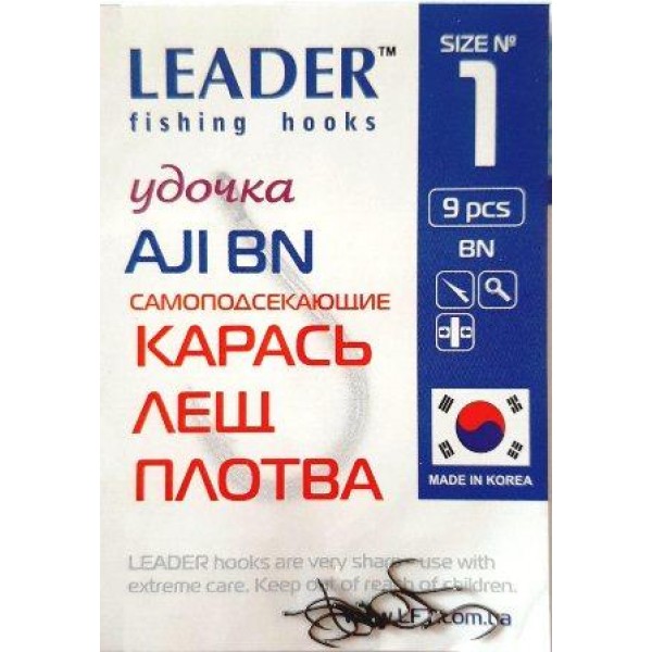 Гачки Лідер AJI BN, № 1 (9шт.) Гачки Лідер AJI BN, № 1 (9шт.)