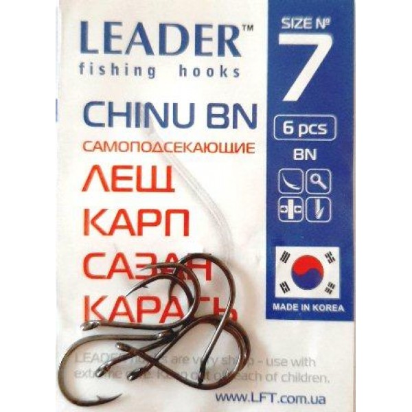 Крючки Leader CHINU BN, № 7 (6шт.)