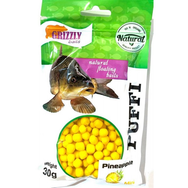 Воздушное тесто для рыбалки, Puffi Grizzly Мини, вес 30г, вкус Ананас