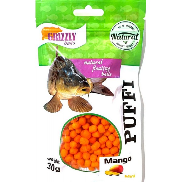 Наживка повітряне тісто Puffi Grizzly Міні, вага 30г, смак Манго