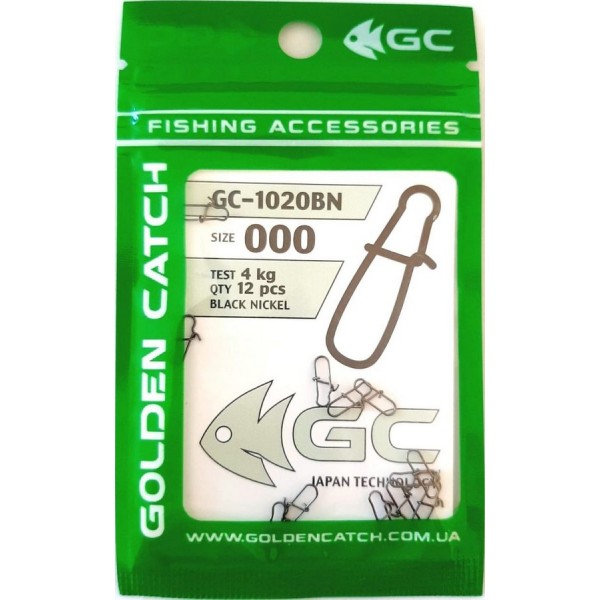 Застібка для снастей Golden Catch американка 1020BN (10-12 шт), розмір № 000 Застібка для снастей Golden Catch американка 1020BN (10-12 шт), розмір № 000