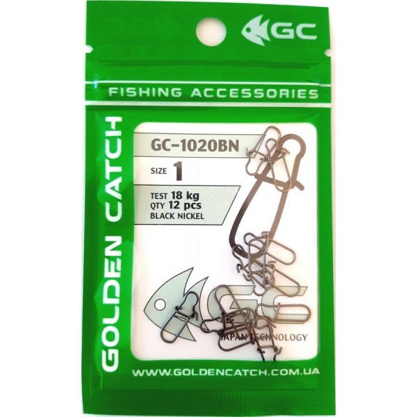 Застежка для снастей Golden Catch американка 1020BN (10-12 шт), размер № 1 Застежка для снастей Golden Catch американка 1020BN (10-12 шт), размер № 1