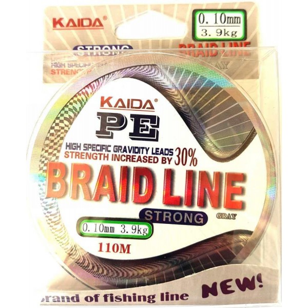 Шнур Kaida BRAID LINE, серый, зеленый 100м, диаметр 0,10мм Шнур Kaida BRAID LINE, серый, зеленый 100м, диаметр 0,10мм