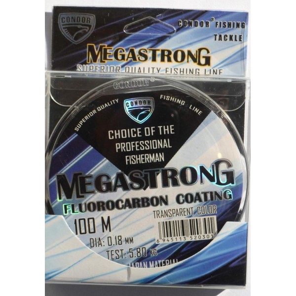 Волосінь Condor MegaStrong Fluorocarbon Coating 100м, діаметр 0,18мм Волосінь Condor MegaStrong Fluorocarbon Coating 100м, діаметр 0,18мм