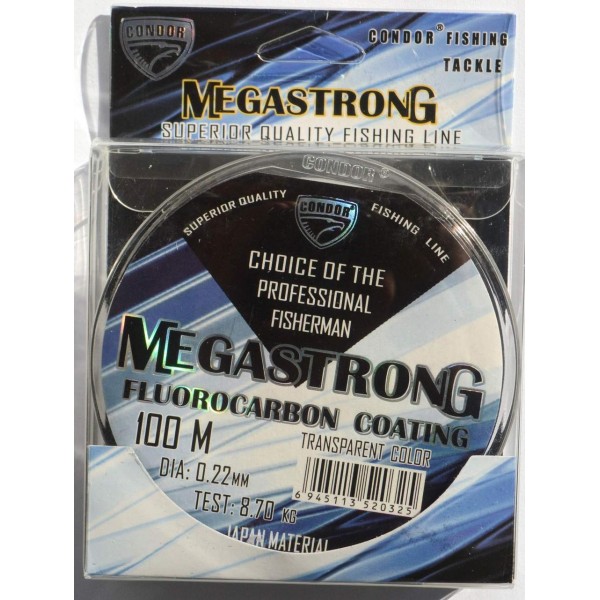 Волосінь Condor MegaStrong Fluorocarbon Coating 100м, діаметр 0,22мм Волосінь Condor MegaStrong Fluorocarbon Coating 100м, діаметр 0,22мм