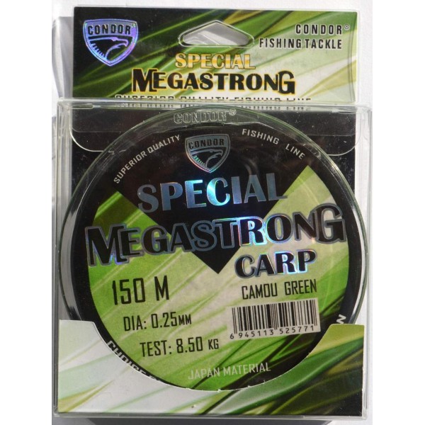 Леска Condor MegaStrong Special Carp CAMOU GREEN, 150м , диаметр 0,25мм Леска Condor MegaStrong Special Carp CAMOU GREEN, 150м , диаметр 0,25мм