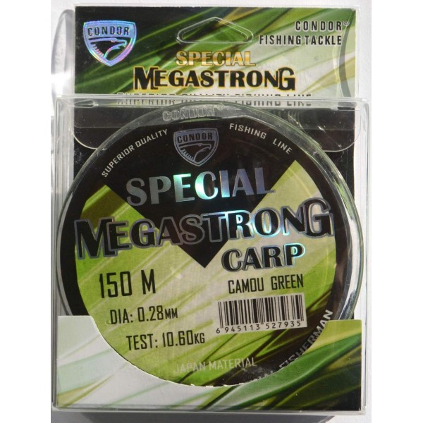 Леска Condor MegaStrong Special Carp CAMOU GREEN, 150м , диаметр 0,28мм Леска Condor MegaStrong Special Carp CAMOU GREEN, 150м , диаметр 0,28мм