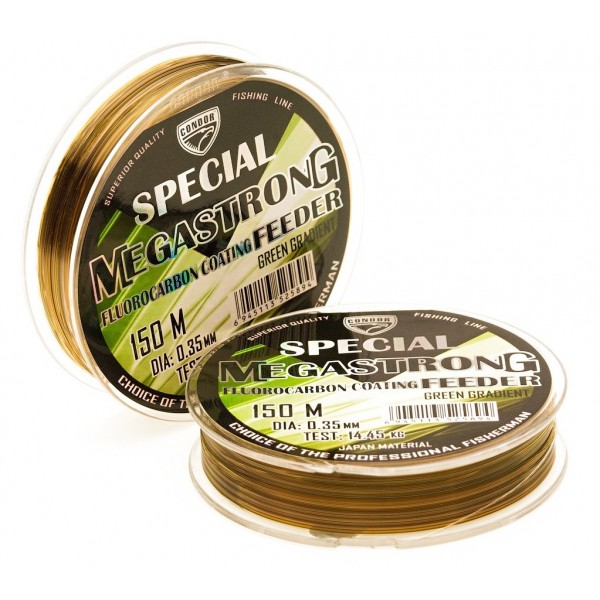 Леска Condor MegaStrong Special Fluorocarbon coating FEEDER GREEN GRADIENT, 150м. , диаметр 0,40мм