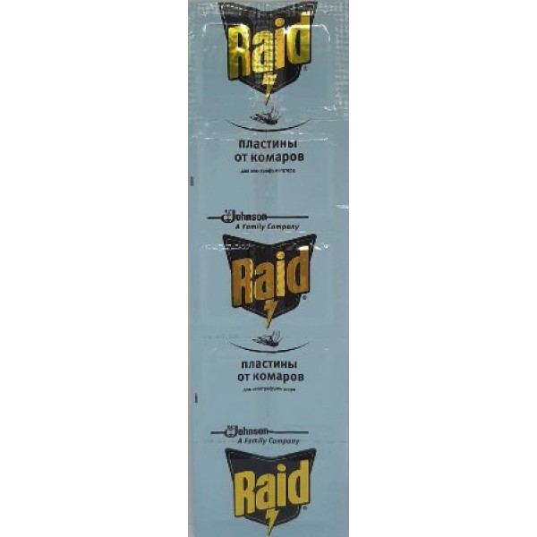 Пластина для фумигатора от комаров без запаха Raid, 10 шт.