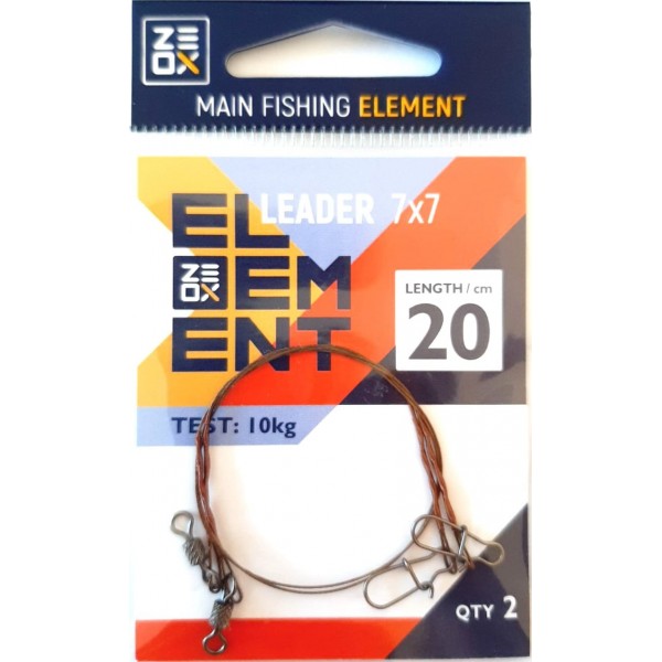 Рыболовный поводок ZEOX ELEMENT 7*7, 20 см, 10 кг (2 шт.)