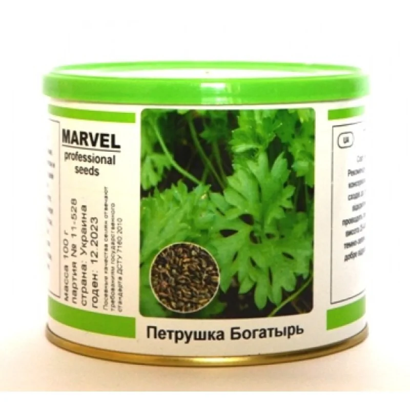 Семена петрушки листовои Богатир, Украина, Marvel, банка 100г