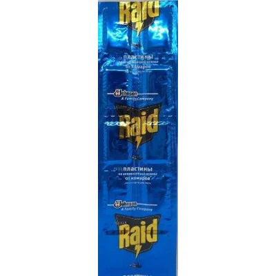 Пластина от комарив на алюминиевий основи Raid без запаху, 10шт/уп