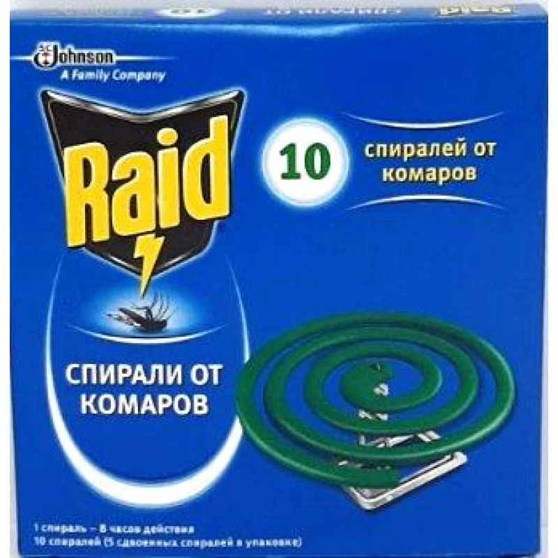 Спирали от комарив Raid без запаху, 10шт/уп
