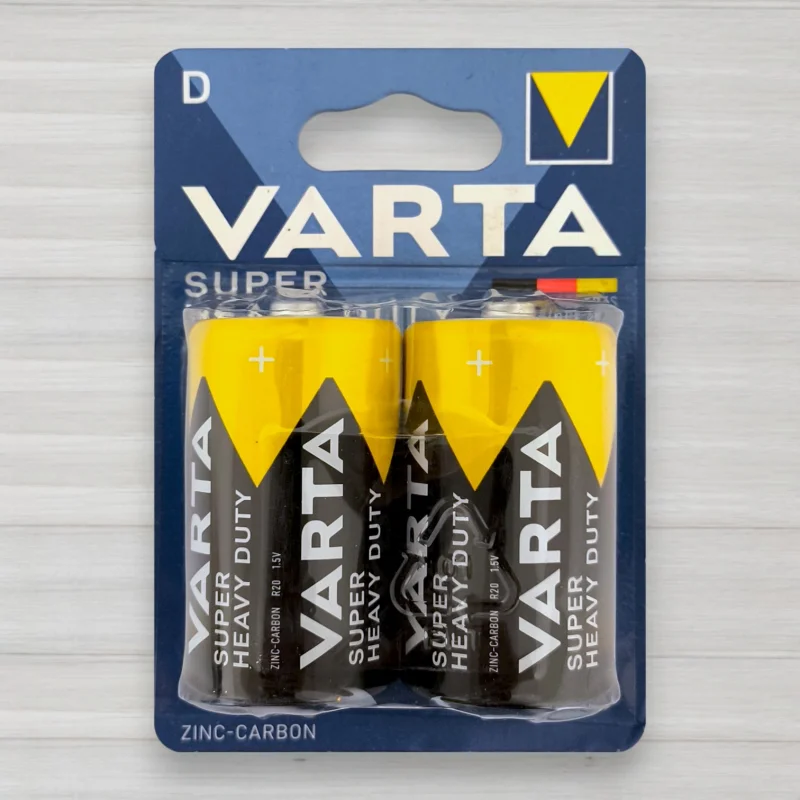 Солевая батарейка Varta Super Heavy Duty R20, D, 1,5 В, 2 шт./уп.