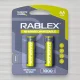 Аккумулятор Rablex AA HR6 Ni-MH, 1000 мАч, 1,2 В, 2 шт./уп.
