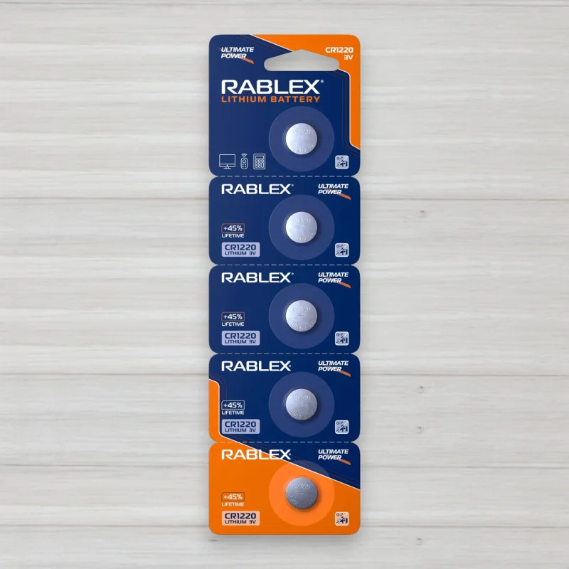 Батарейка литиева Rablex таблетка CR1220, 3V, 5шт/уп