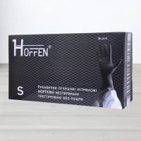 Перчатки нитрилови Hoffen, текстуровани чорни, размер S, 50пар/уп
