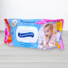 Вологи серветки для дитей Superfresh ромашка, с клапаном, 120шт/уп