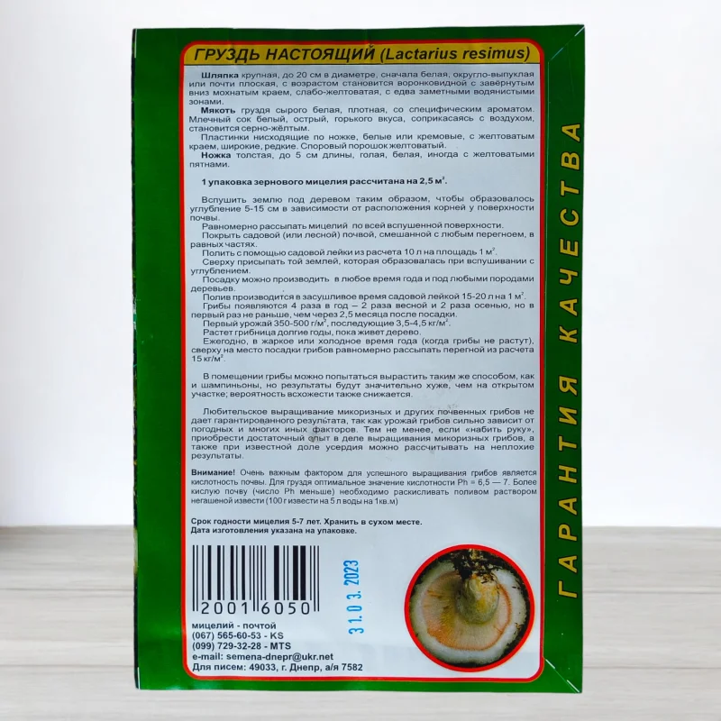 Гриб Мицелий Груздь Справжний, 10г