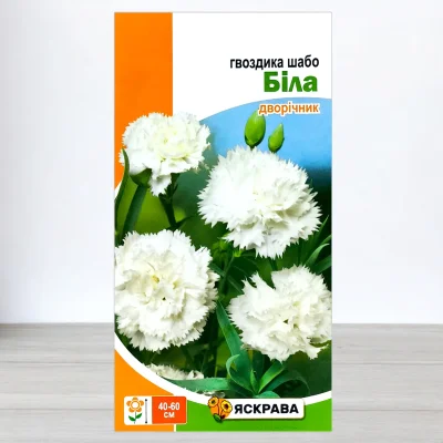 Насіння гвоздики Шабо Біла, Яскрава, 0,1г