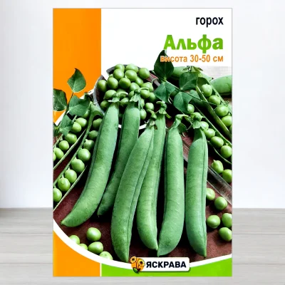 Семена гороху цукрового Альфа, Яскрава, 50г