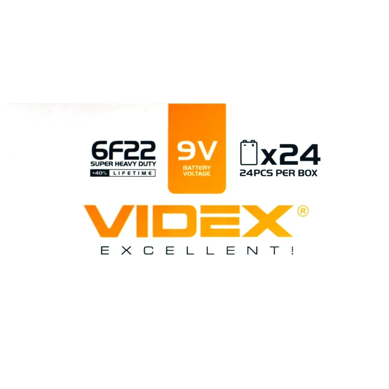 Солевая батарейка Videx «Крона» 6F22, 9 В