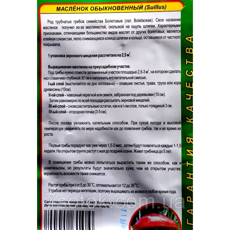 Гриб Мицелий Маслюки Звичайни, 10г