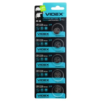 Батарейка литиева Videx таблетка CR1220, 3V, 5шт/уп