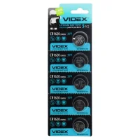 Батарейка литиева Videx таблетка CR1620, 3V, 5шт/уп