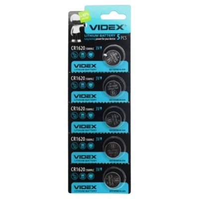 Батарейка литиева Videx таблетка CR1620, 3V, 5шт/уп